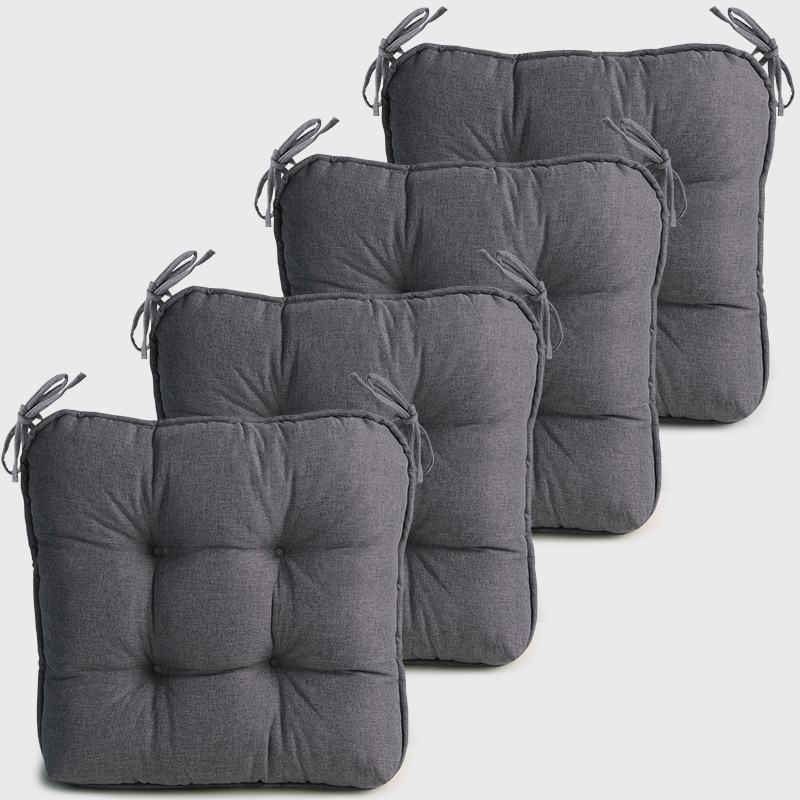 Four Light gray Dinette Chair Cushions with Ties |detiblue