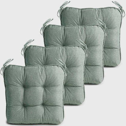 Four Light green Dinette Chair Cushions with Ties | detiblue