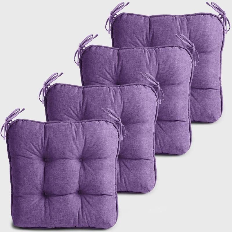 Four Light purple Dinette Chair Cushions with Ties | detiblue