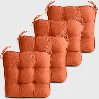 Four Orange Dinette Chair Cushions with Ties | detiblue